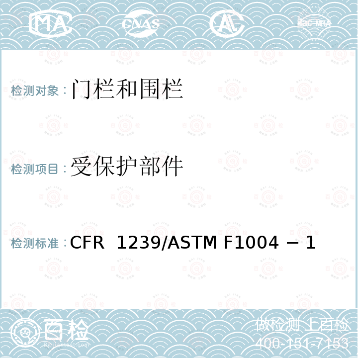 受保护部件 伸缩门和可扩展的围栏的标准消费者安全规范 16 CFR 1239/ASTM F1004 − 19