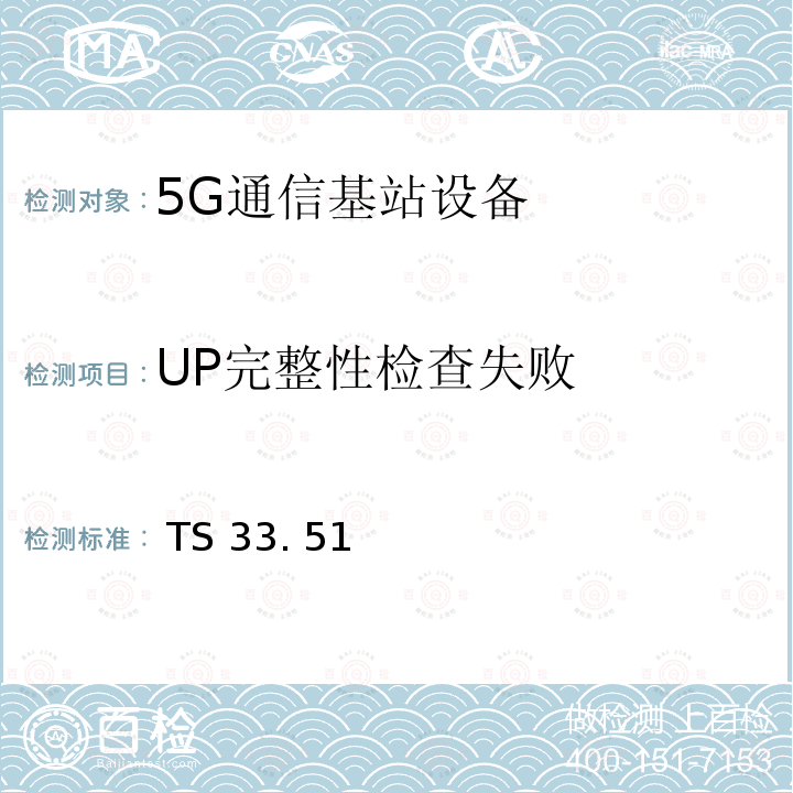 UP完整性检查失败  TS 33. 51 下一代安全保证规范（SCAS） TS33. 511