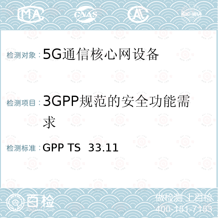 3GPP规范的安全功能需求 3GPP TS 33.117 安全保障通用需求 