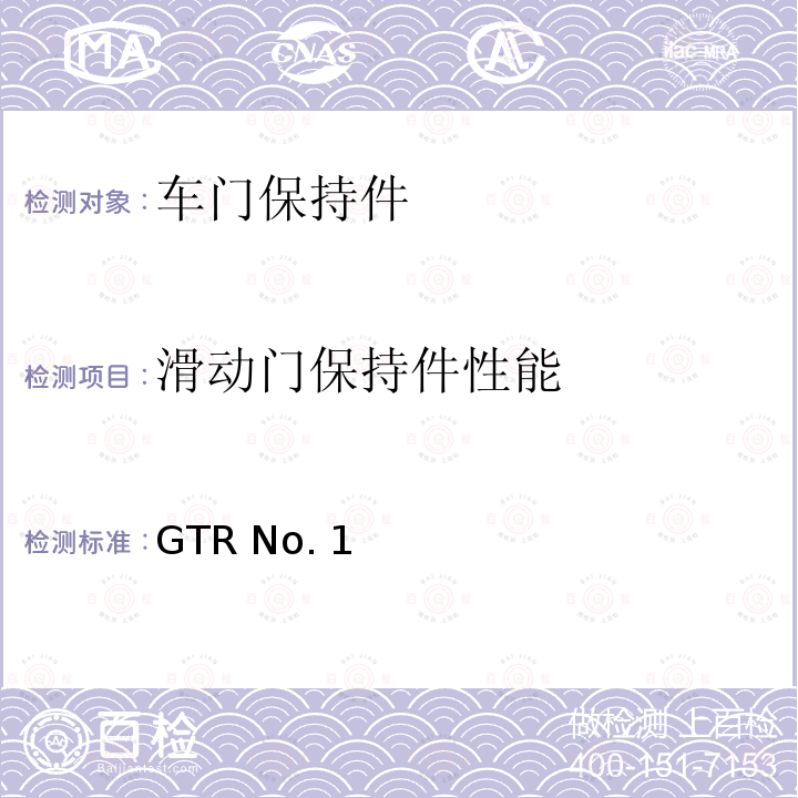 滑动门保持件性能 GTR No. 1 门锁及门铰链 GTR No.1