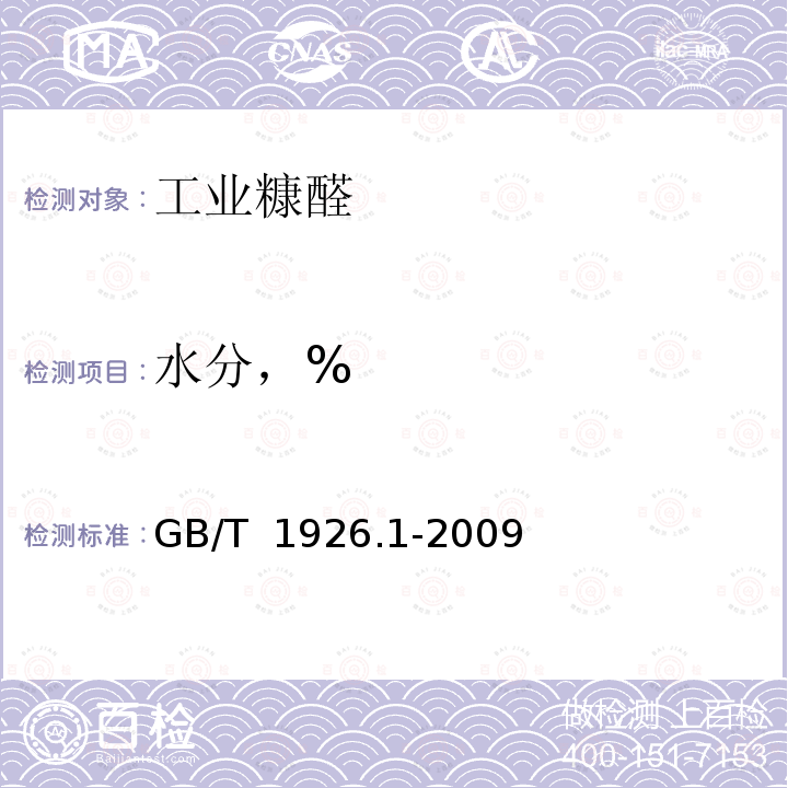 水分，% GB/T 1926.1-2009 工业糠醛