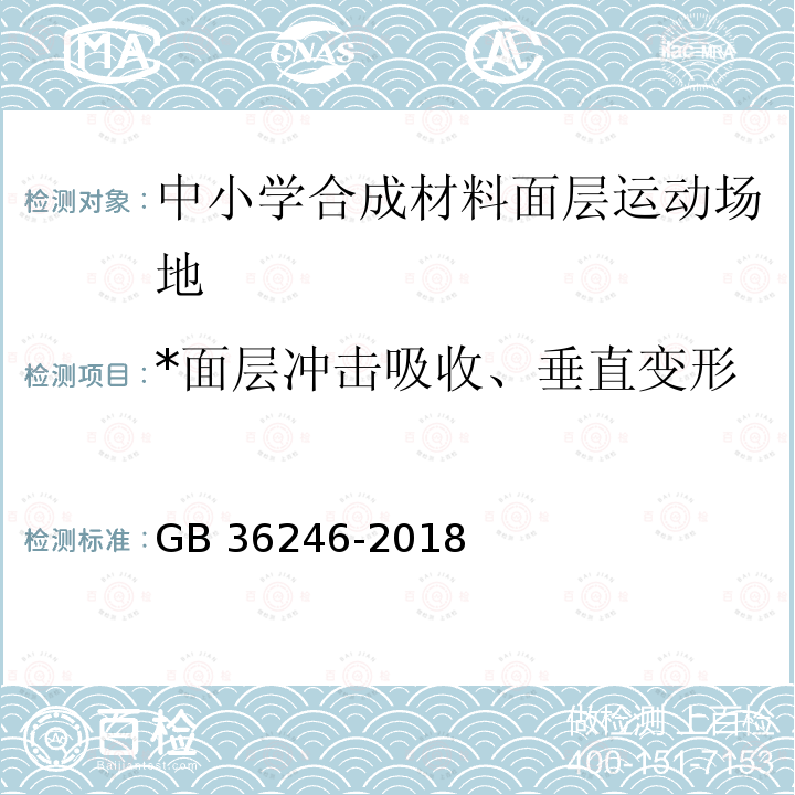 *面层冲击吸收、垂直变形 GB 36246-2018 中小学合成材料面层运动场地