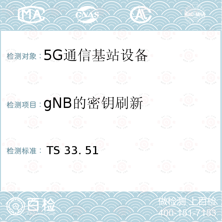 gNB的密钥刷新  TS 33. 51 下一代安全保证规范（SCAS） TS33. 511