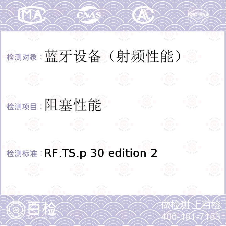 阻塞性能 RF.TS.p 30 edition 2 《蓝牙射频》 RF.TS.p30 edition 2