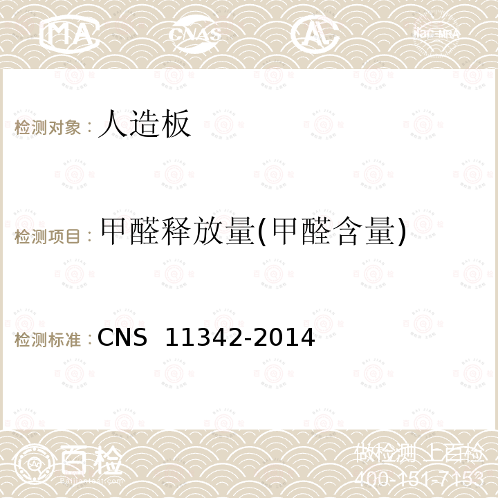 甲醛释放量(甲醛含量) CNS 11342 复合木质地板 -2014