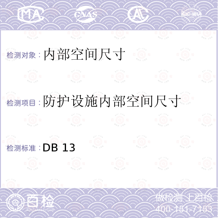 防护设施内部空间尺寸 DB 13 《人民防空工程防护质量检测技术规程》 DB13(J)/T 223-2017