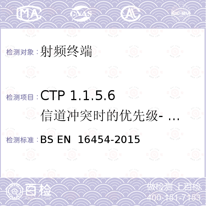 CTP 1.1.5.6 信道冲突时的优先级-  PE eCall only IVS BS EN 16454-2015 智慧型运输系统  电子安全  自动紧急呼叫系统端到端一致性试验