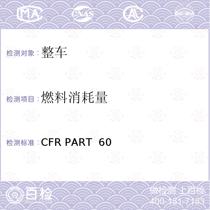 燃料消耗量 CFR PART  60 机动车燃料经济性和温室气体排放 40CFR PART 600