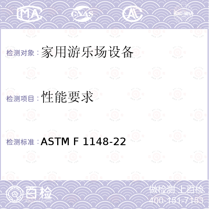 性能要求 ASTM F1148-2012 家用游乐设备的消费者安全性能规格