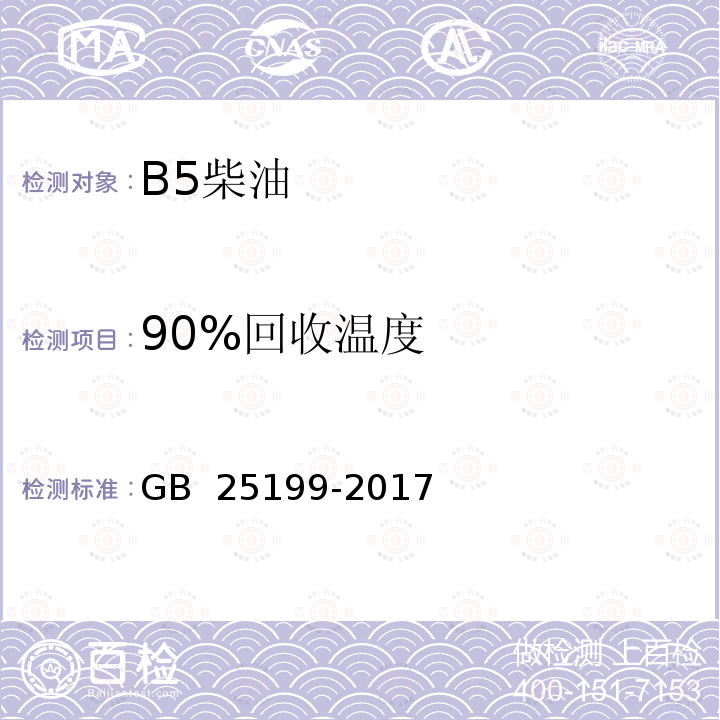 90%回收温度 GB 25199-2017 B5柴油