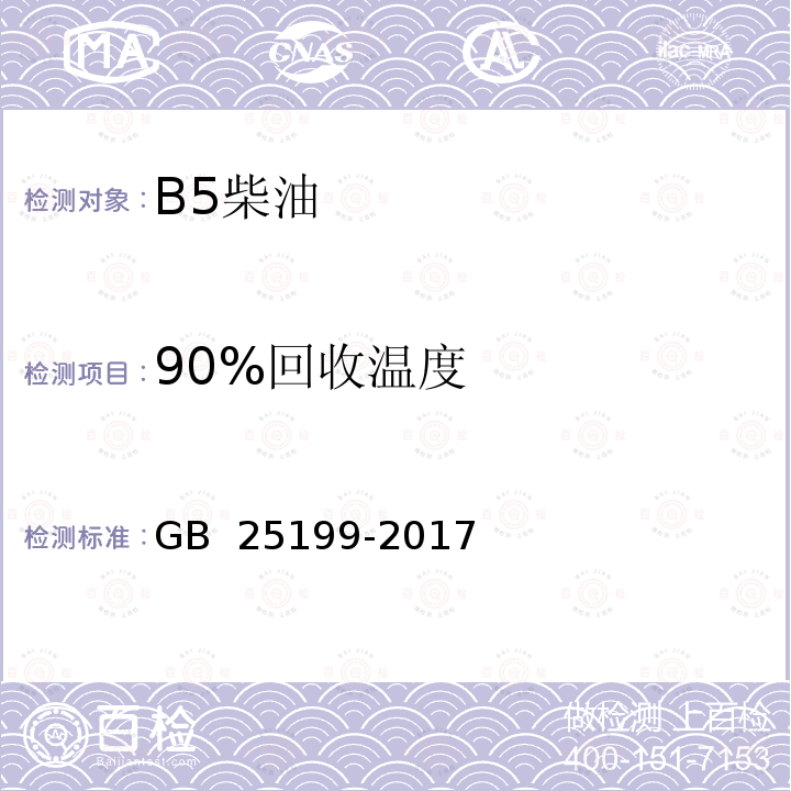 90%回收温度 B5柴油 GB 25199-2017