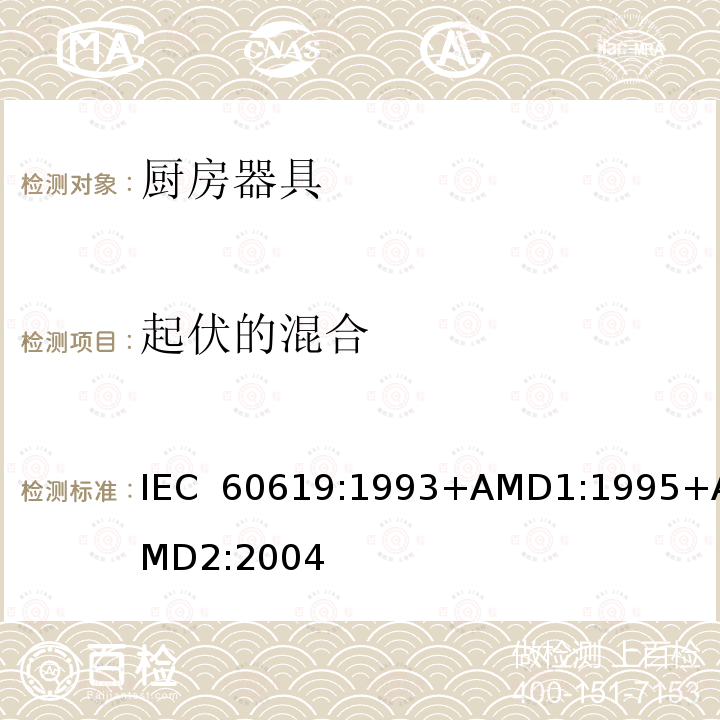 起伏的混合 电动食物处理设备性能测试方法 IEC 60619:1993+AMD1:1995+AMD2:2004