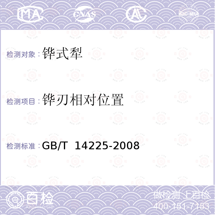 铧刃相对位置 GB/T 14225-2008 铧式犁