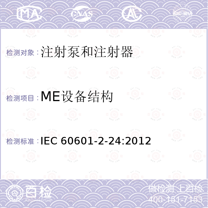 ME设备结构 医疗电气设备.第2-24部分:注射泵和控制器基本安全和基本性能的特殊要求 IEC60601-2-24:2012