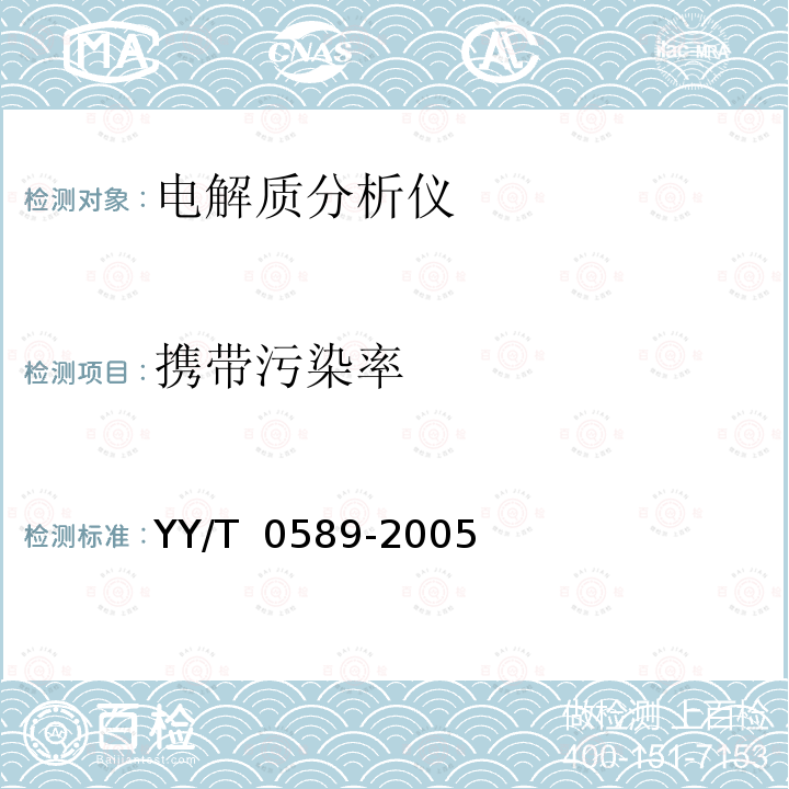 携带污染率 电解质分析仪 YY/T 0589-2005