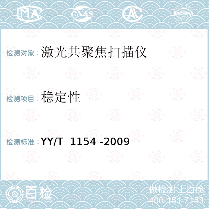 稳定性 激光共聚焦扫描仪 YY/T 1154 -2009