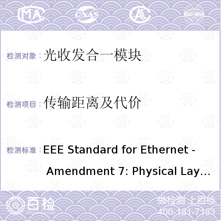 传输距离及代价 IEEE Standard for Ethernet - Amendment 7: Physical Layer and Management Parameters for 400 Gb/s over Multimode Fiber IEEE 802.3cm-2020