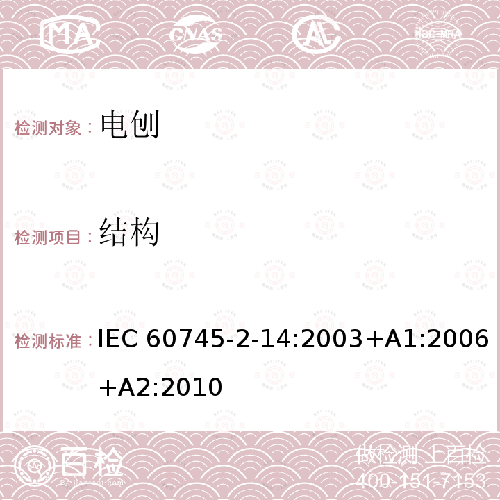 结构 电刨的专用要求 IEC60745-2-14:2003+A1:2006+A2:2010