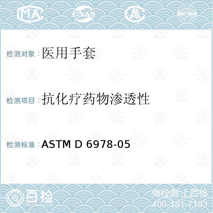 抗化疗药物渗透性 ASTM D6978-05 医用手套评估的标准实施规程 (R2019)