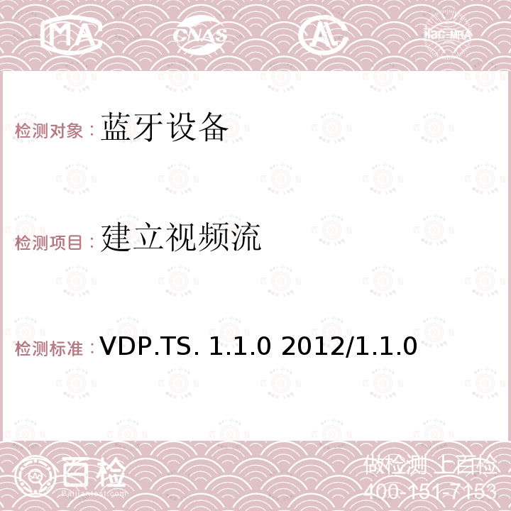 建立视频流 VDP.TS. 1.1.0 2012/1.1.0 视频分发配置文件1.0-1.1的测试结构和测试目的 VDP.TS.1.1.0 2012/1.1.0