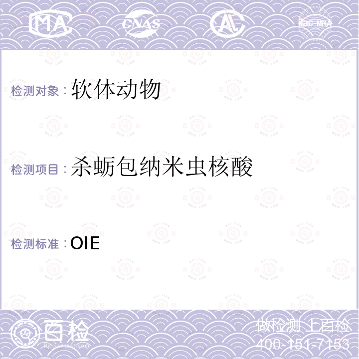 杀蛎包纳米虫核酸 OIE  水生动物疾病诊断试验手册（2021版） 第2.4.2章