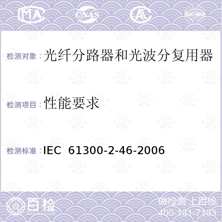 性能要求 纤维光学互连器件和无源元件.基本试验和测量程序.第2-46部分:试验.湿气热循环 IEC 61300-2-46-2006