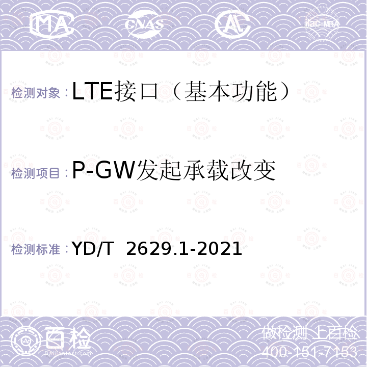 P-GW发起承载改变 YD/T 2629.1-2021 演进的移动分组核心网络（EPC）设备测试方法 第1部分：支持E-UTRAN接入