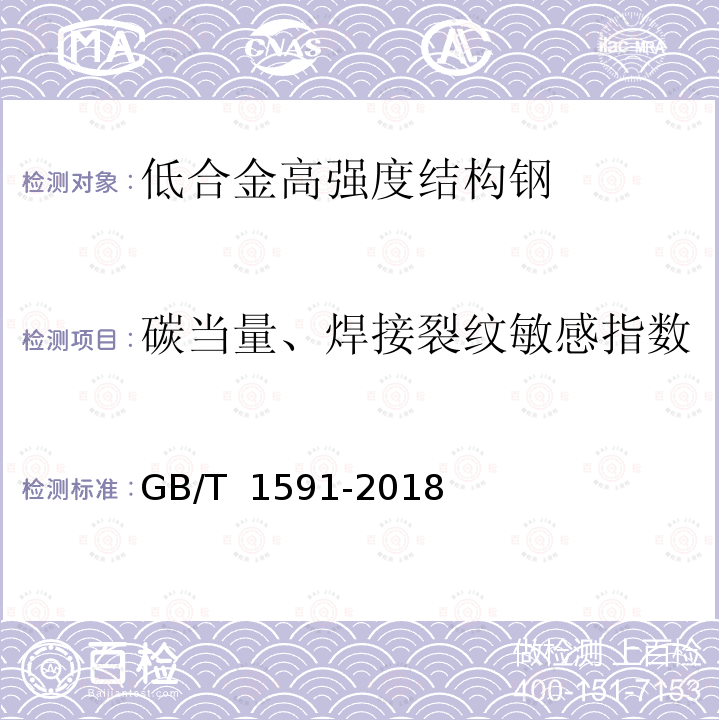 碳当量、焊接裂纹敏感指数 GB/T 1591-2018 低合金高强度结构钢