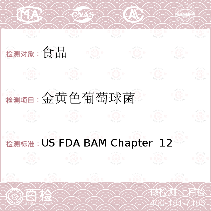 金黄色葡萄球菌 US FDA BAM Chapter  12 细菌分析手册第12章： US FDA BAM Chapter 12
