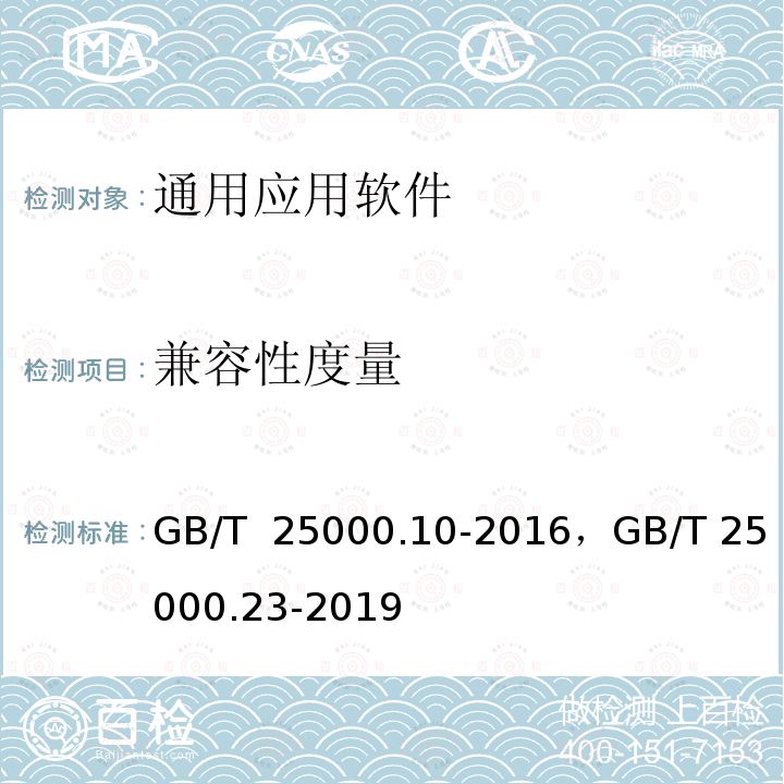 兼容性度量 GB/T 25000.10-2016 系统与软件工程 系统与软件质量要求和评价(SQuaRE) 第10部分:系统与软件质量模型