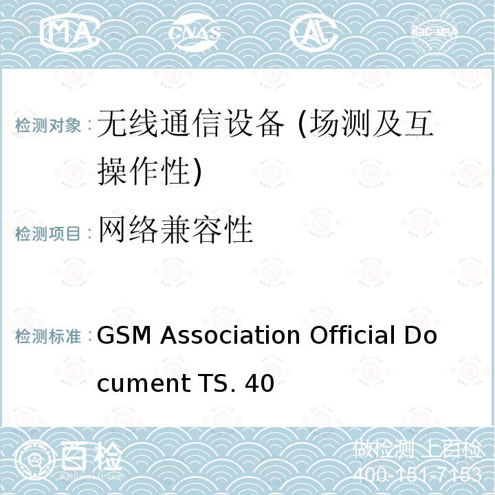 网络兼容性 物联网外场和实验室测试用例 GSM Association Official Document TS.40
