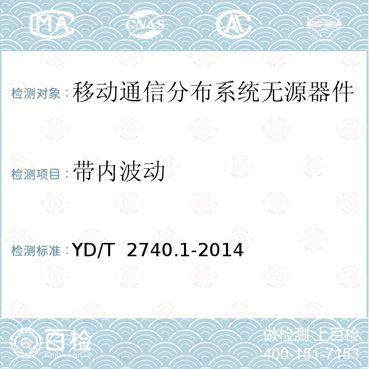 带内波动 YD/T 2740.1-2014 无线通信室内信号分布系统 第1部分:总体技术要求