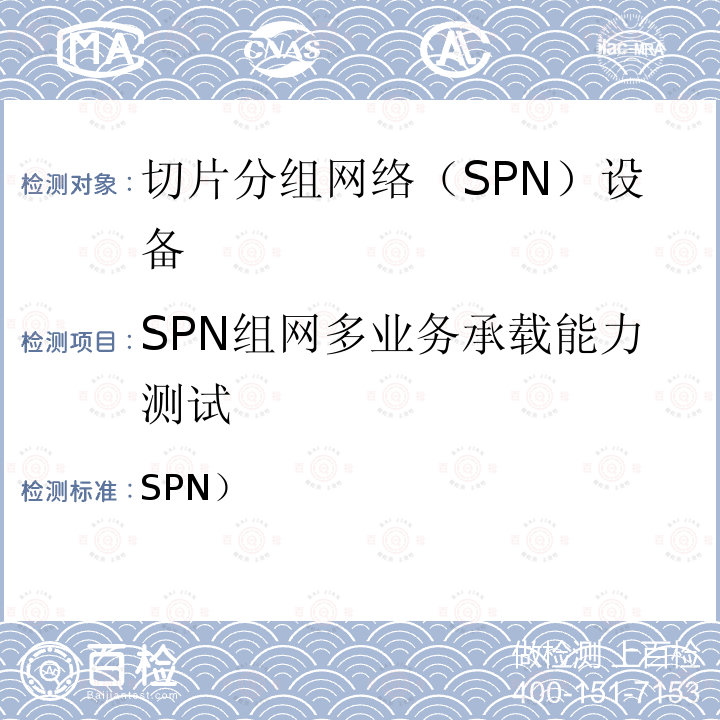 SPN组网多业务承载能力测试 SPN） 切片分组网络（设备检验细则（南方电网 PTN/SPN 设备送样检测标准（2021 年版）） FO-B03-001-01-2021