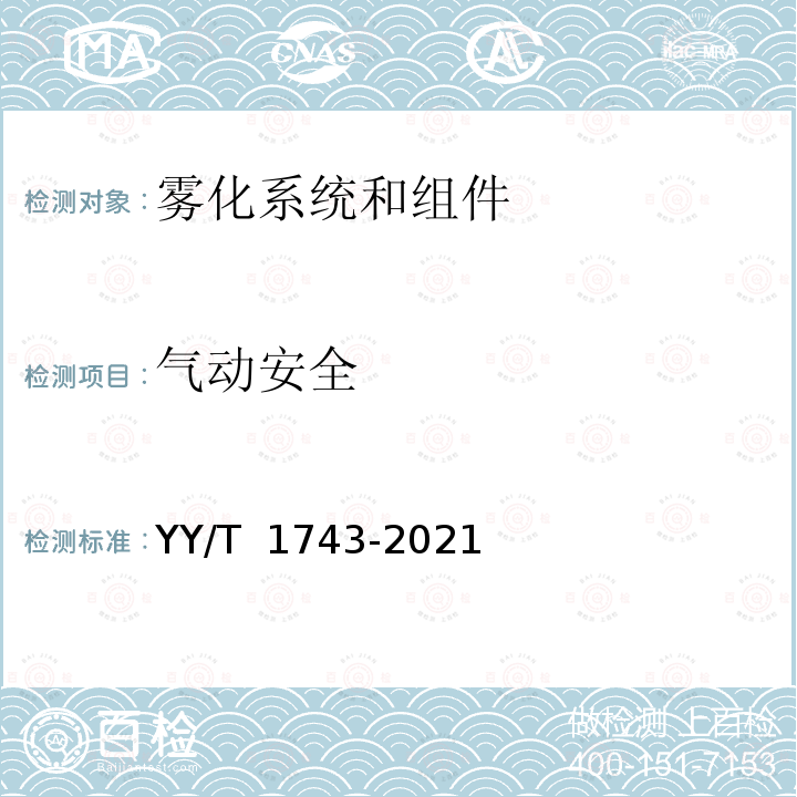 气动安全 YY/T 1743-2021 麻醉和呼吸设备 雾化系统和组件