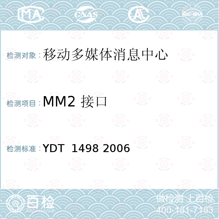 MM2 接口 数字蜂窝移动通信网多媒体消息业务（MMS）接口技术要求 YDT 1498 2006