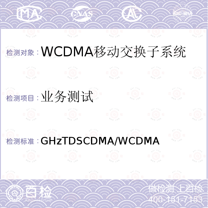 业务测试 2GHzTDSCDMA/WCDMA数字蜂窝移动通信网核心网设备测试方法（第一阶段） YD/T 1411 2007
