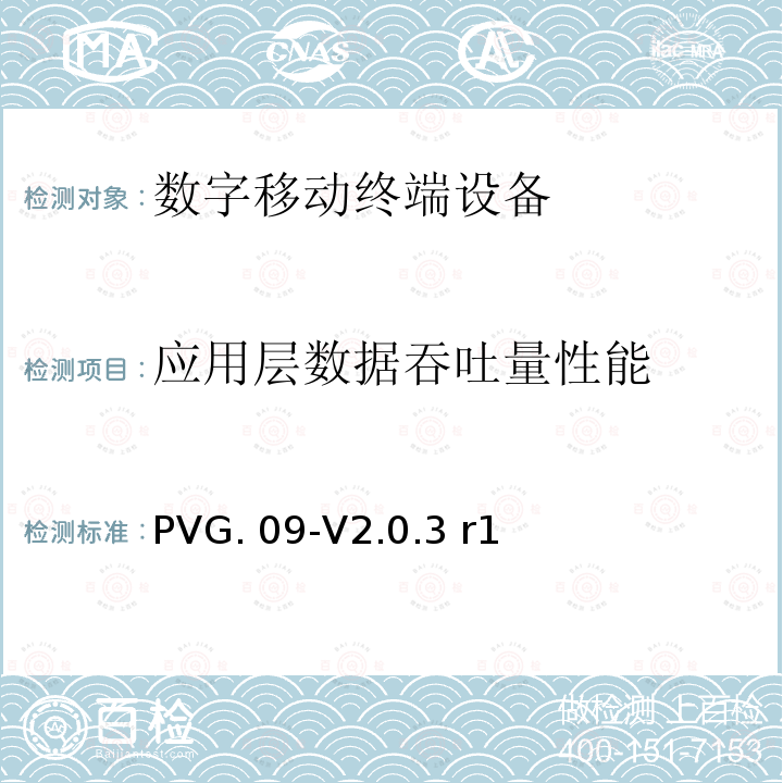 应用层数据吞吐量性能 PVG. 09-V2.0.3 r1 LTE数据流量测试认证指导手册 PVG.09-V2.0.3 r1