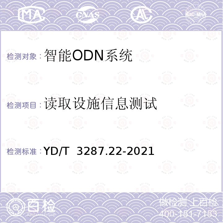 读取设施信息测试 YD/T 3287.22-2021 智能光分配网络 接口测试方法 第22部分：基于Socket的智能光分配网络设施与智能光分配网络管理系统的接口