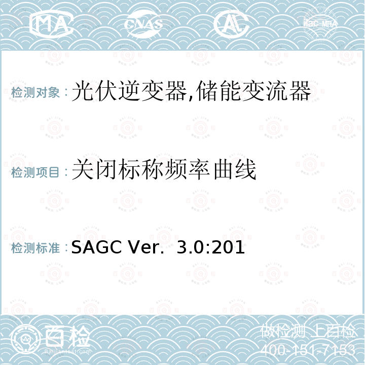 关闭标称频率曲线 SAGC Ver.  3.0:201 发电机频率和电压偏差下的性能 (南非) SAGC Ver. 3.0:2019