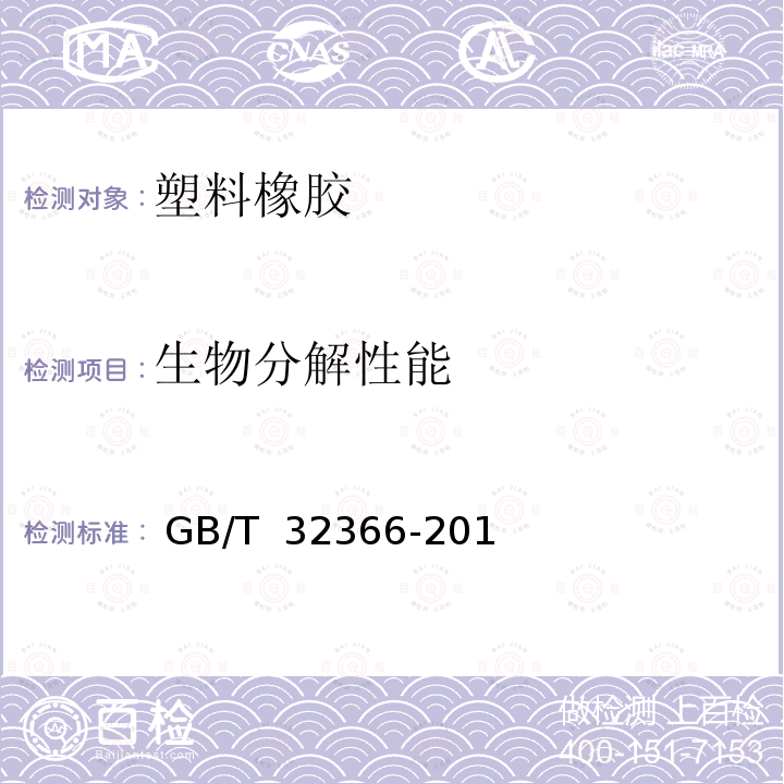 生物分解性能 GB/T 32366-2015 生物降解聚对苯二甲酸-己二酸丁二酯(PBAT)