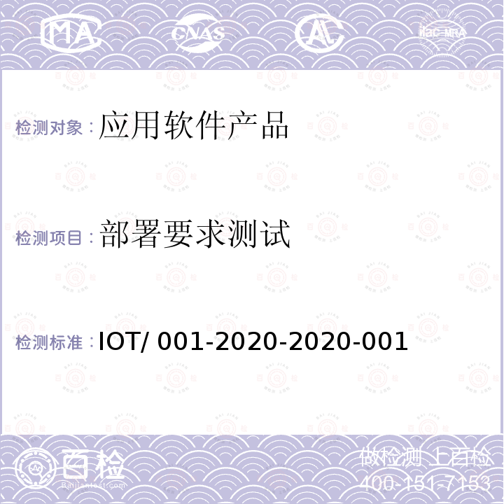 部署要求测试 IOT/ 001-2020-2020-001 工业互联网标识解析 二级节点测试规范 IOT/001-2020-2020-001