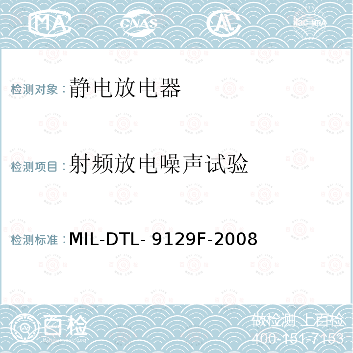 射频放电噪声试验 静电放电器通用规范 MIL-DTL-9129F-2008