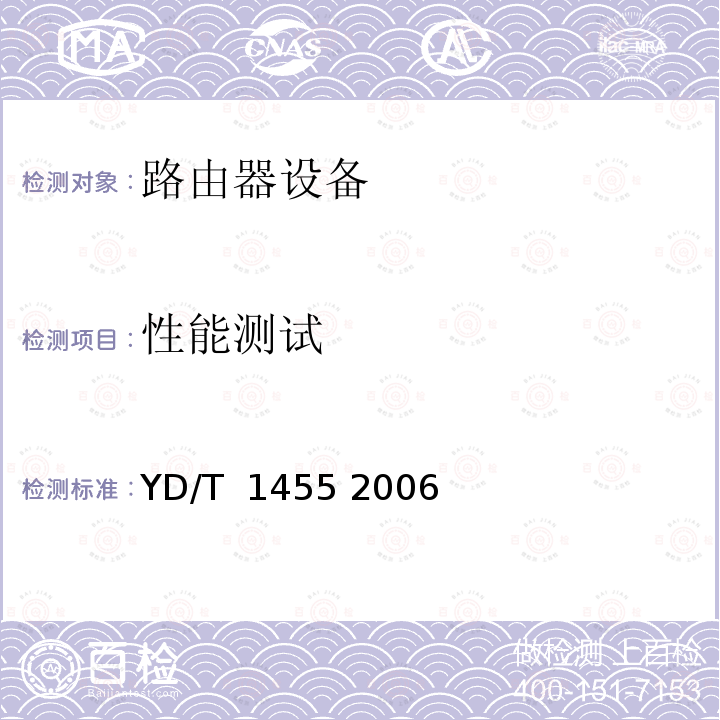 性能测试 IPv6网络设备测试方法——支持IPv6 的核心路由器 YD/T 1455 2006