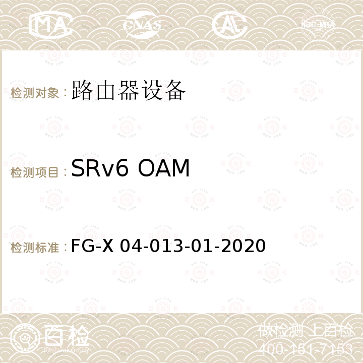 SRv6 OAM FG-X 04-013-01-2020 SRv6 Ready测试方案 FG-X04-013-01-2020