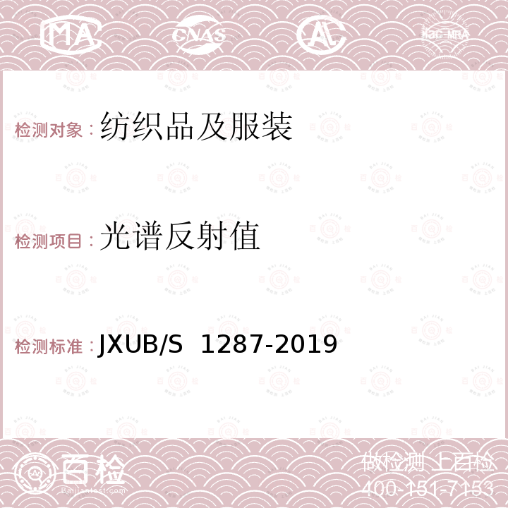 光谱反射值 JXUB/S 1287-2019 三元混纺加厚斜纹布规范 