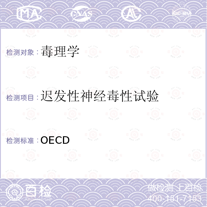 迟发性神经毒性试验 OECD 化学品测试指南419（1995）  