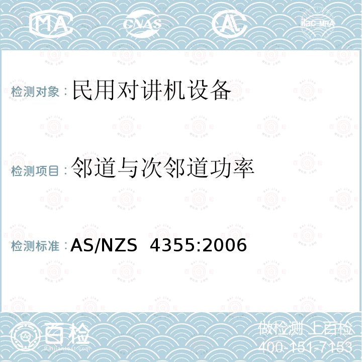 邻道与次邻道功率 AS/NZS 4355:2 <30MHz民用通信设备 006