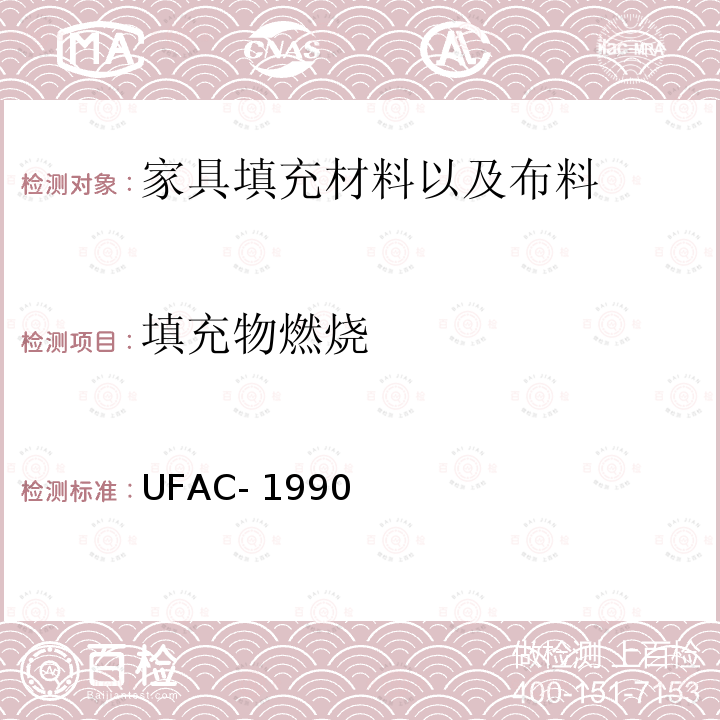 填充物燃烧 UFAC- 1990 软体家具 UFAC-1990