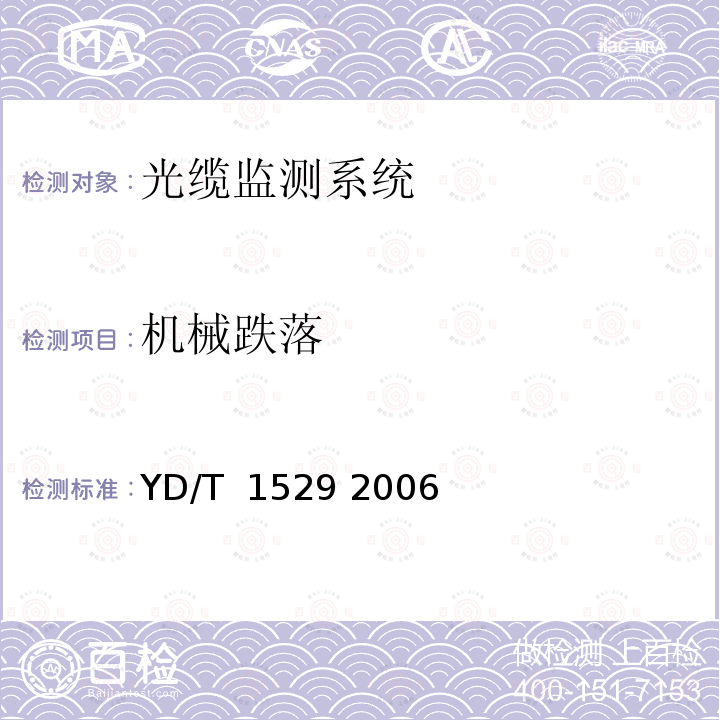 机械跌落 光纤线路自动切换保护装置技术条件 YD/T 1529 2006