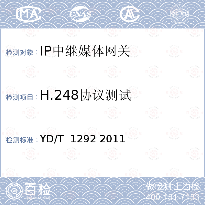 H.248协议测试 基于H.248的媒体网关控制协议技术要求 YD/T 1292 2011